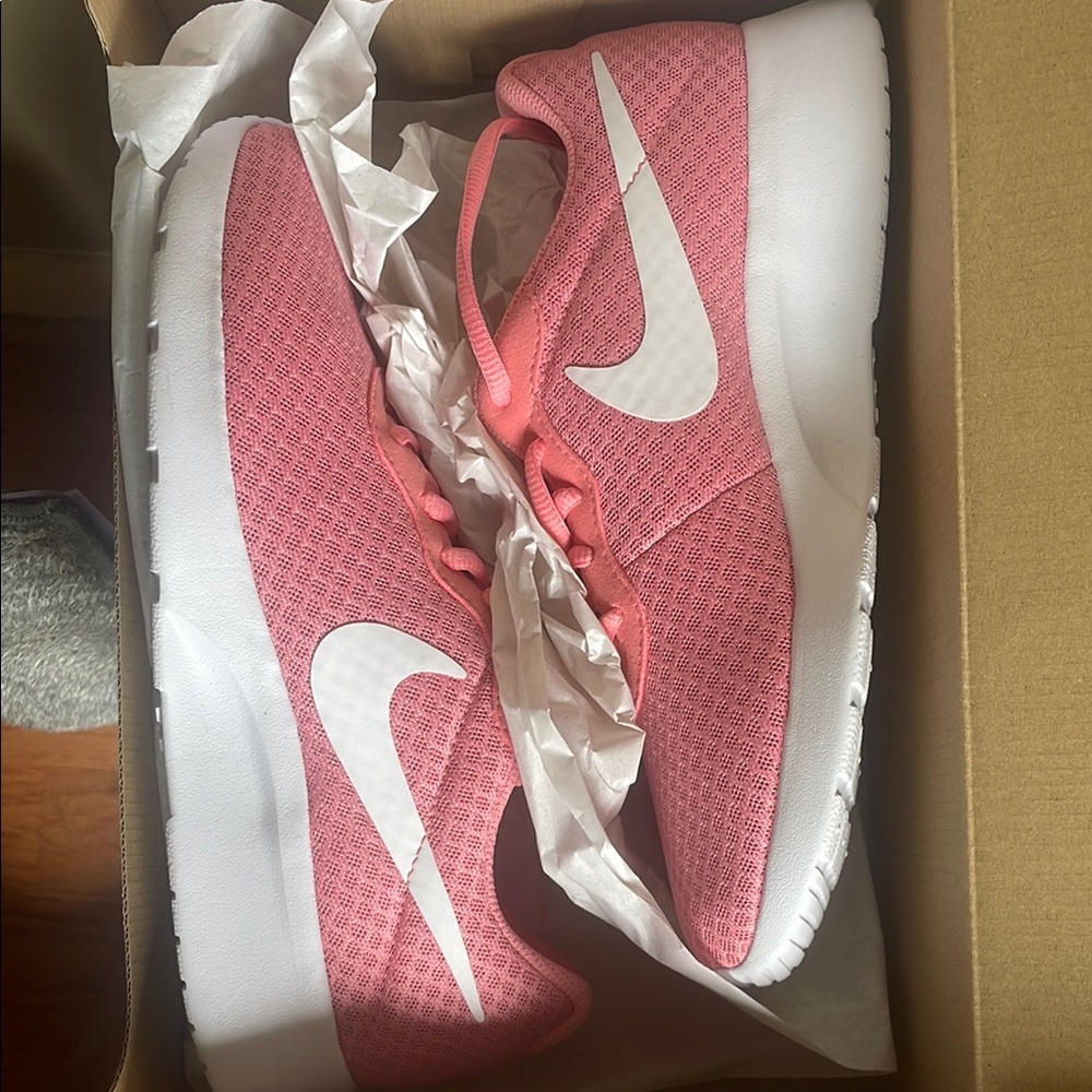 Nike Pink and White Sneakers with Mesh Upper
